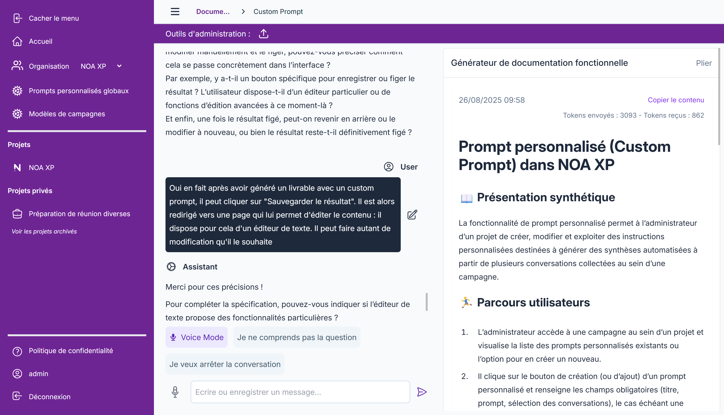 Capture d'écran de NOA XP